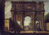 Viviano Codazzi (B&eacute;rgamo, c. 1604-Roma, 1670). El arco de Constantino, c. 1650-1660 (The Arch of Constantine). &Oacute;leo sobre lienzo. 100 x 137 cm. Compi&egrave;gne, Dep&oacute;sito del Mus&eacute;e du Louvre en el Mus&eacute;e National du Ch&acirc;teau de Compi&eacute;gne.