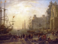 Claudio de Lorena (Chamagne, 1604/1605-Roma, 1682). Puerto con Villa Medici, 1637 (Port with Villa Medici). &Oacute;leo sobre lienzo. 102 x 133 cm. Florencia, Galleria degli Uffizi, Istituti museali della Soprintendenza Speciale per il Polo Museale Fiorentino