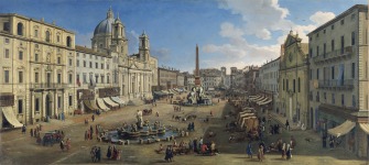 Gaspar van Wittel (Amersfoort,1652/1653-Roma, 1736). Piazza Navona, 1699 (Piazza Navona). &Oacute;leo sobre lienzo. 96,5 x 216 cm. Colecci&oacute;n Carmen Thyssen-Bornemisza en dep&oacute;sito en el Museo Thyssen-Bornemisza. 