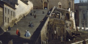 Bernardo Bellotto (Venecia, 1722-Varsovia, 1780). Santa Maria d’Aracoeli y el Capitolio en Roma, c. 1743 (Santa Maria d’Aracoeli and the Capitol, Rome). &Oacute;leo sobre lienzo. 86,4 x 148,6 cm. Petworth House, The Egremont Collection, adquirida en lugar de tasa de H. M.Treasury en 1957 y posteriormente transferida al National Trust. 