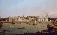 Giovanni Antonio Canal, llamado “Il Canaletto” (Venecia, 1697-1768). El Greenwich Hospital en la orilla del T&aacute;mesis, c. 1750-1753 (Greenwich Hospital from the North Bank of the Thames). &Oacute;leo sobre lienzo 68,6 x 106,7 cm. Greenwich, Londres, National Maritime Museum, Caird Collection.