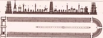 Dibujo de alzado y planta del Circo M&aacute;ximo