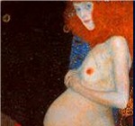 KLIMT, Gustav, La esperanza I, 1903,  &oacute;leo sobre lienzo, 189 x 67 cm., Nacional Gallery of Canada, Ottawa [Detalle]