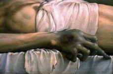 Detalle de El cuerpo de Cristo muerto en la tumba, de Hans Holbein