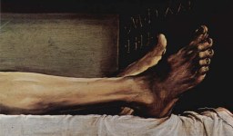 Detalle de El cuerpo de Cristo muerto en la tumba, de Hans Holbein