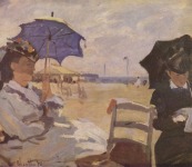 Claude Monet, Camille y su prima en la playa de Trouville,  1870