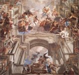 POZZO, Andrea, Fresco de la Apoteosis de San Ignacio o La gloria de san Ignacio , b&oacute;veda de la nave, Iglesia de San Ignacio, Roma