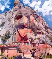 Joaquim Mir, Los santos obradores. Montserrat 1931. &Oacute;leo sobre lienzo. 130 x 120 cm. Abad&iacute;a de Montserrat.
