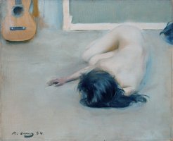 Desnudo femenino con guitarra, 1894, &oacute;leo sobre lienzo, 54'7 x 46 cm. Museu del Cau Ferrat. Consorci del Patrimoni de Sitges.
