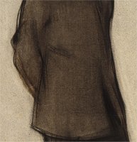 Isidre Nonell i Monturiol, pintor (Barcelona 1873-1911), hacia 1897-99, carboncillo, mina cont&eacute; y tinta pulverizada sobre papel, 64 x 30 cm.