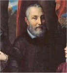 Sofonisba Anguissola, "Retrato familiar, Minerva, Amilcare y Asdrubale Anguissola", 1557 [Detalle de su padre]