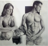 Miguel &Aacute;ngel Acevedo "Trio 2" Grafito sobre papel 