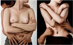 S. Carbonell "Abrazos (del miedo y del desd&eacute;n" mixta/tela y madera 