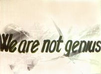 Ram&oacute;n Almela "We are not genius" Carb&oacute;n y acrilico sobre lienzo 1988