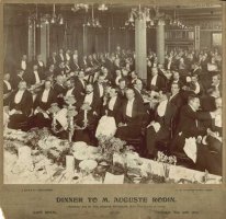 Cena en el  Caf&eacute; Royal, 15 mayo 1902. La cena se celebr&oacute; en St John the Baptist por suscripci&oacute;n p&uacute;blica.