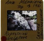 Diapositiva de una de las obras de Ana Mendieta. Albohoa (The Beautiful One). Serie: Esculturas Rupestres (1981). Documento in&eacute;dito disponible en Fales Library & Special Collections. A.I.R. Gallery Archives. Elmer Holmes Bobst Library, New York University