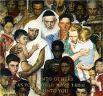 1961, 1 de abril, La regla de oro, portada de "Saturday Evening Post". &Oacute;leo sobre lienzo, 113'5 x 100'5 cm.,  Stockbridge, MA, The Norman Rockwell Museum [Detalle]