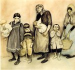 'Los desheredados' , l&aacute;piz grafito y acuarela sobre papel,  40 x 53 cm. [Detalle]