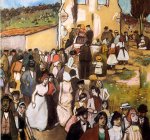 'Aplec a l'ermita' , l&aacute;piz grafito y pastel sobre papel,  52 x 47,5 cm. [Detalle]