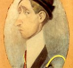 'Autorretrato' , l&aacute;piz grafito y acuarela sobre papel,  16,5 x 12,5 cm. [Detalle]