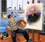 'El pintor' , gouache y acuarela sobre papel,  32 x 25 cm. [Detalle]