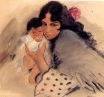 'Maternidad gitana' ,  acuarela y carboncillo sobre papel,  30 x 35 cm. [Detalle]