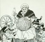 1966, Dibujo a la tinta con toques de color, sobre papel, 37X26 cm. [Detalle]