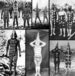 Selk"nam representado esp&iacute;ritus para el rito del Hain