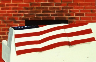 Dexter Dalwood, Sharon Tate&acute;s House, 1998 (La casa de Sharon Tate, 1998) &Oacute;leo sobre lienzo 183 x 235 cm (detalle)