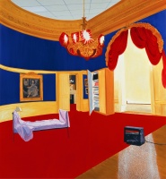 Dexter Dalwood, The Queen&acute;s Bedroom, 1998 (El dormitorio de la Reina, 1998) &Oacute;leo sobre lienzo 193 x 183 cm.