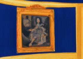Dexter Dalwood, The Queen&acute;s Bedroom, 1998 (El dormitorio de la Reina, 1998) &Oacute;leo sobre lienzo 193 x 183 cm. (detalle)
