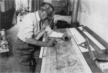 Juan O'Gorman dise&ntilde;ando el  mural para Hemis Fair 1968