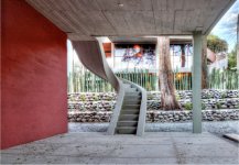Escalera exterior de la Casa O'Gorman, tras la rehabilitaci&oacute;n