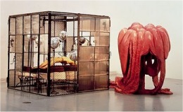 Louise Bourgeois, Cell sculptures &laquo;In and Out&raquo; 1995, metal, glass, plaster,  fabric and plastic