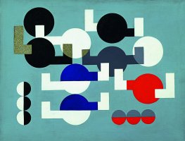 Sophie Taeuber-Arp, Composici&oacute;n con c&iacute;rculos y &aacute;ngulos superpuestos, 1930. &Oacute;leo sobre lienzo, 49,5 x 64,1 cm. The Museum of Modern Art, Nueva York. The Riklis Collection of McCrory, 1985. &copy; 2009. Digital image, The Museum of Modern Art, New  York / Scala, Florencia. &copy; Sophie Taeuber-Arp, VEGAP, M&aacute;laga 2009.