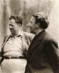 Andr&eacute; Breton con el muralista mexicano Diego Rivera