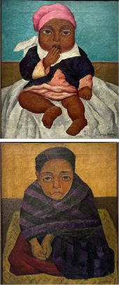 Las obras “Ni&ntilde;o” y “Ni&ntilde;a sentada con rebozo”, 1929 de Diego Rivera