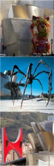 Las tres obras externas del Museo Guggenheim de Bilbao ‘Puppy’, de Jeff Koons, ‘Maman’, de Louise Bourgeois y ‘Arcs rouges’ de Daniel Buren