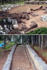 Restos del antiguo templo y del un camino inca en el parque Arqueol&oacute;gico de Sacsayhuam&aacute;n en Cusco