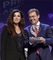 La finalista Cristina L&oacute;pez Barrio y el ganador Javier Sierra del Planeta d eeste a&ntilde;o