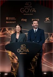 La actriz Toni Acosta y el actor y productor Arturo Valls durante la presentaci&oacute;n de las candidaturas a los Premios Goya 2026