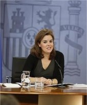 La vicepresidenta del gobierno espa&ntilde;ol durante su comparecencia de este viernes