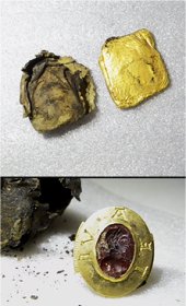 Parte del tesoro hallado por los arque&oacute;logos en la Abad&iacute;a de Cluny.