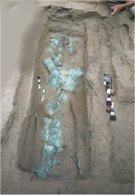 Tumba moche, en el complejo arqueol&oacute;gico de Huaca Rajada, Per&uacute;