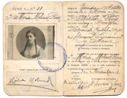 Carn&eacute; estudiantil de Mar&iacute;a- 1918